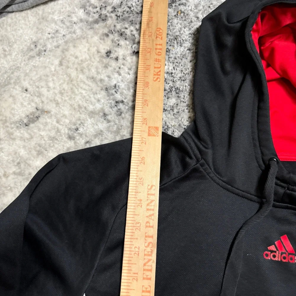 Adidas Mens Hoodie Black Red Colorblock Athletic Sweatshirt RN‎ 88387 Medium